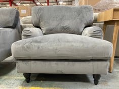 GREY VELVET ARMCHAIR