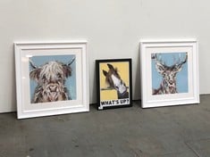 59CM X 59CM ABSTRACT REINDEER PRINT TO INCLUDE 33CM X 43CM WHATS UP? HORSE PRINT