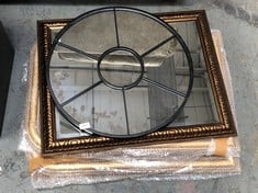 4 X ASSORTED MIRRORS TO INCLUDE BLACK CIRCULAR MIRROR