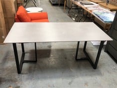 GREY TEXTURED METAL DINING TABLE WITH BLACK LEGS