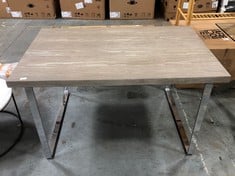 GREY WOODEN DINING TABLE WITH METALLIC LEGS