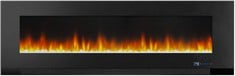 WALL-MOUNT ELECTRIC LED MULTICOLOUR 3D HEATING FIREPLACE WITH REMOTE CONTROL 1300W 152CM BLACK - RRP £342