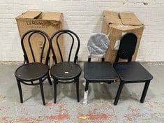 LAREDOUTE SET OF 2 WOODEN CHAIRS IN BLACK TO INCLUDE LAREDOUTE SET OF 2 BISTRO STYLE CHAIRS IN BLACK