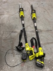 2 X RYOBI EXTENDED POLE HEDGE TRIMMER CORDLESS RRP: £149