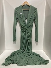 KATIE MAY LONG SLEEVE MAXI CROSS FRONT DRESS SEA MOSS SIZE M RRP- £229