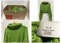 6 X WOMEN'S CROPPED TEXTURED COWL SWEATER IN GREEN-SIZE L - TOTAL RRP £276