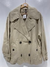 DOUBLE BREASTED SHORT TRENCH STYLE COAT NATURAL SIZE M RRP- £158