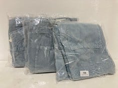 3 X OSAKA CORD MID RISE BARREL JEANS IN COLOUR SKY BLUE- SIZE 27- TOTAL RRP £354