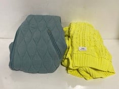 YELLOW KNIT CROPPED CARDIGAIN- SIZE L TO INCLUDE QUILTED SLEEVELESS JACKET IN COLOUR EUCALYPTUS-SIZE L- TOTAL RRP £236