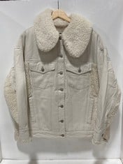 HOLLY OVERSIZED COZY DENIM JACKET IVORY SIZE SM RRP- £268