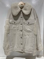 HOLLY OVERSIZED COZY DENIM JACKET IVORY SIZE LG RRP- £268