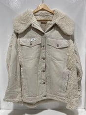 HOLLY OVERSIZED COZY DENIM JACKET IVORY SIZE LG RRP- £268