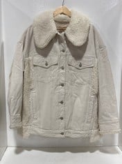 HOLLY OVERSIZED COZY DENIM JACKET IVORY SIZE LG RRP- £268