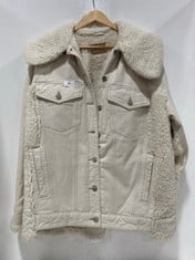 HOLLY OVERSIZED COZY DENIM JACKET IVORY SIZE SM RRP- £268