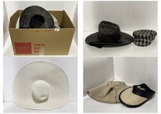 QTY OF ASSORTED HATS AND BELTS TO INCLUDE SUN HAT IN BLACK