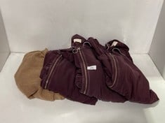 4 X ASSORTED ADULT CLOTHES ITEMS TO INCLUDE LONG SLEEVE JUMPSUIT IN PLUM - SIZE 14 - TOTAL RRP £620