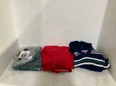 3 X ASSORTED ADULT CLOTHING ITEMS TO INCLUDE LUNA PULLOVER IN GREEN - SIZE M - TOTAL RRP £388