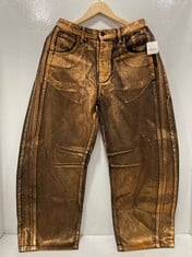 METALLIC LUCKY YOU BARREL GOLD JEANS- SIZE 27- RRP £140