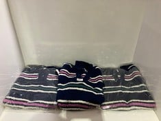 3 X ASSORTED ADULT CLOTHING ITEMS TO INCLUDE KENNEDY PULLOVER JUMPER IN NAVY / WHITE - SIZE XS - TOTAL RRP £354