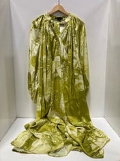 PANKAJ & NIDHI WOMEN'S LIME GREEN FLORAL DRESS- SIZE XL- RRP £270