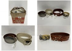 4 X ASSORTED BELT ITEMS TO INCLUDE DOUBLE BUCKLE WAIST LEATHER BELT HONEY BROWN - SIZE S - TOTAL RRP £171