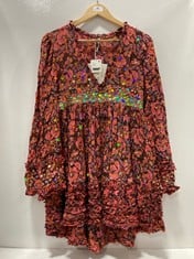 WOMEN'S RED COMBO FLORAL SEQUIN DRESS- SIZE S- RRP £270