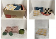 QTY OF ASSORTED HOME ITEMS TO INCLUDE YELLOW NAPKIN SET 20" X 20"