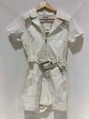 MUMU WOMEN'S OUTLAW WHITE DIAMONTE ROMPER- SIZE L- RRP £154