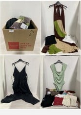 15 X ASSORTED ADULT CLOTHES SIZE LARGE ITEMS TO INCLUDE GIVE ME A SPIN MIDI DRESS IN BROWN MOTIF - SIZE L