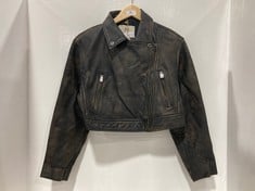 RELAXED FAUX LEATHER JACKET IN BLACK- SIZE XS