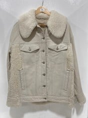 HOLLY OVERSIZED COZY DENIM JACKET IN COLOUR IVORY- SIZE XS- RRP £268