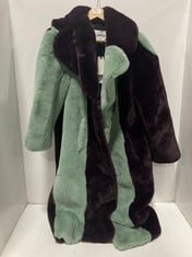 JAKKE BURGANDY & MINT SPRITE FLUFFY COAT- SIZE XS- RRP £289