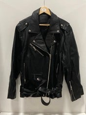 [BLANK NYC] BLACK FAUX LEATHER BIKER JACKET- SIZE L- RRP £140