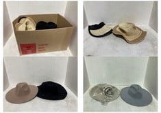 10 X ASSORTED HAT ITEMS TO INCLUDE BLACK VELVET BEJEWELLED COWBOY HAT