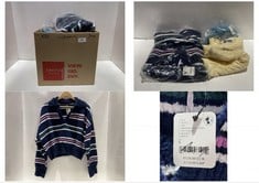 20 X ASSORTED ADULT CLOTHING ITEMS TO INCLUDE KENNEDY PULLOVER KNIT JUMPER NAVY / WHITE - SIZE S