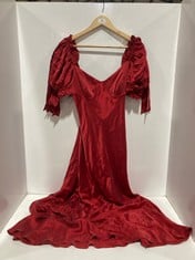 WOMEN'S RED SATIN LONG DRESS- SIZE XL- RRP £288