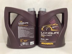 20 X BOTTLES OF MANNOL LONGLIFE 504/507 7715 FULL SYNTHETIC ENGINE OIL 5L - TOTAL LOT RRP £294 (ZONE 1) (COLLECTION ONLY)