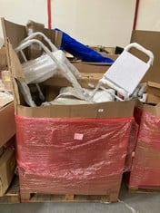 PALLET OF ASSORTED ITEMS TO INCLUDE NRS ELBOW CRUTCH WITH COMFY HANDLE - ITEM NO. P23385 TO INCLUDE TOILET FRAME IN WHITE (ZONE 2) (KERBSIDE PALLET DELIVERY)