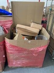 PALLET OF ASSORTED ITEMS TO INCLUDE SHARK CORDED VACUUM CLEANER (BROKEN) TO INCLUDE STAINLESS STEEL OFFICE BIN (ZONE 2) (KERBSIDE PALLET DELIVERY)