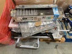 PALLET OF ASSORTED ITEMS TO INCLUDE BRABANTIA WALLFIX 24M WITH STORAGE BOX TO INCLUDE 3 X FOLDABLE CLOTHES AIRER IN GREY (ZONE 2) (KERBSIDE PALLET DELIVERY)