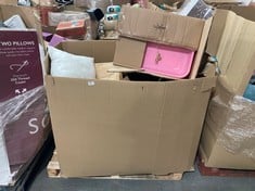 PALLET OF ASSORTED ITEMS TO INCLUDE GREY HOUSEHOLD BIN TO INCLUDE BABY BORN GIRLS DOLL CHANGING TABLE IN PINK (ZONE 3) (KERBSIDE PALLET DELIVERY)