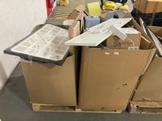 PALLET OF ASSORTED ITEMS TO INCLUDE JOHN LEWIS 9 X 9CM MULTI APPEARANCE PHOTO FRAME IN BLACK TO INCLUDE PHILLIPS SURIMU HUE WCA PANEL (ZONE 3) (KERBSIDE PALLET DELIVERY)