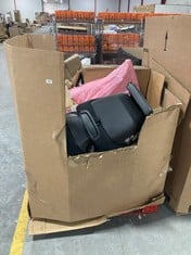 PALLET OF ASSORTED ITEMS TO INCLUDE MAXI COSI CHILD'S CAR SAFETY SEAT IN BLACK / GREY TO INCLUDE GX TRUST GAMING CHAIR (PART) (ZONE 3) (KERBSIDE PALLET DELIVERY)