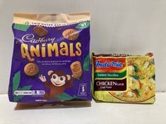 PALLET OF ASSORTED FOOD TO INCLUDE CADBURY ANIMALS MINI BISCUITS HALF COVERED WITH MILK 8X 99.5G - BBE: 09/2024 (ZONE 4) (KERBSIDE PALLET DELIVERY)