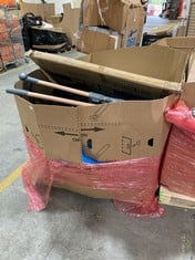 PALLET OF ASSORTED ITEMS TO INCLUDE MAXTEK MOBILE WHITEBOARD TO INCLUDE MAXI COSI HIGHCHAIR IN DARK GREY / WOODEN EFFECT (ZONE 4) (KERBSIDE PALLET DELIVERY)