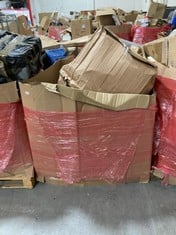 PALLET OF ASSORTED ITEMS TO INCLUDE LARGE RED BEAN BAG CHAIR IN RED TO INCLUDE SAFETY 1ST U-PRESSURE FIT EXTENSION (ZONE 4) (KERBSIDE PALLET DELIVERY)