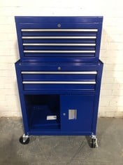 6 DRAWER 2 DOOR TOOL CENTRE IN BLUE - RRP £240 (KERBSIDE PALLET DELIVERY)