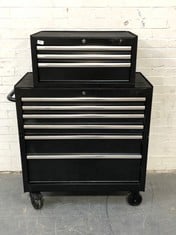 ADVANCED 6 DRAWER TOOL CABINET IN BLACK TO INCLUDE 3 DRAWER TOOL CHEST IN BLACK (KERBSIDE PALLET DELIVERY)