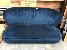 SHELL BACK 2 SEATER ACCENT SOFA IN ROYAL BLUE VELVET