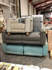 3 X ASSORTED SOFAS / PARTS TO INCLUDE LAZY BOY CYAN BLUE FABRIC OSLO 3 SEATER SOFA (INCLUDES PARTS) (KERBSIDE PALLET DELIVERY)